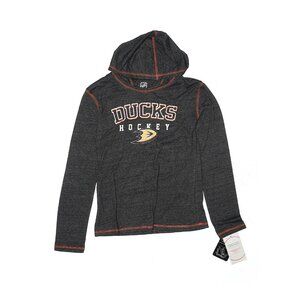 New Girls Youth Gray Anaheim Ducks Hockey Hoody Pullover Size L/14
